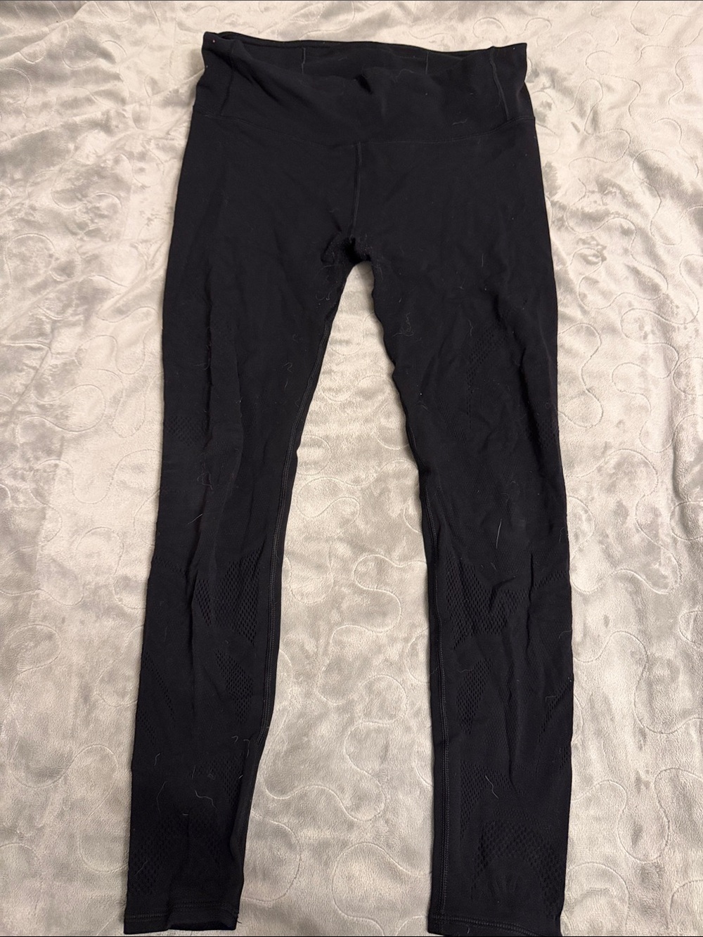 lululemon athletica Black High-Waist leggings with mesh pattern
